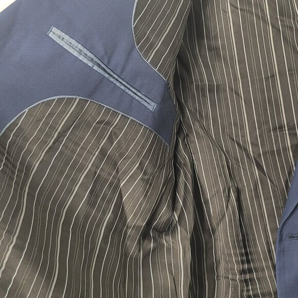 Orvieto Vintage Men's Navy Blue 100% Wool Lapel Collar Two Button Blazer Sz 48R - Picture 12 of 12